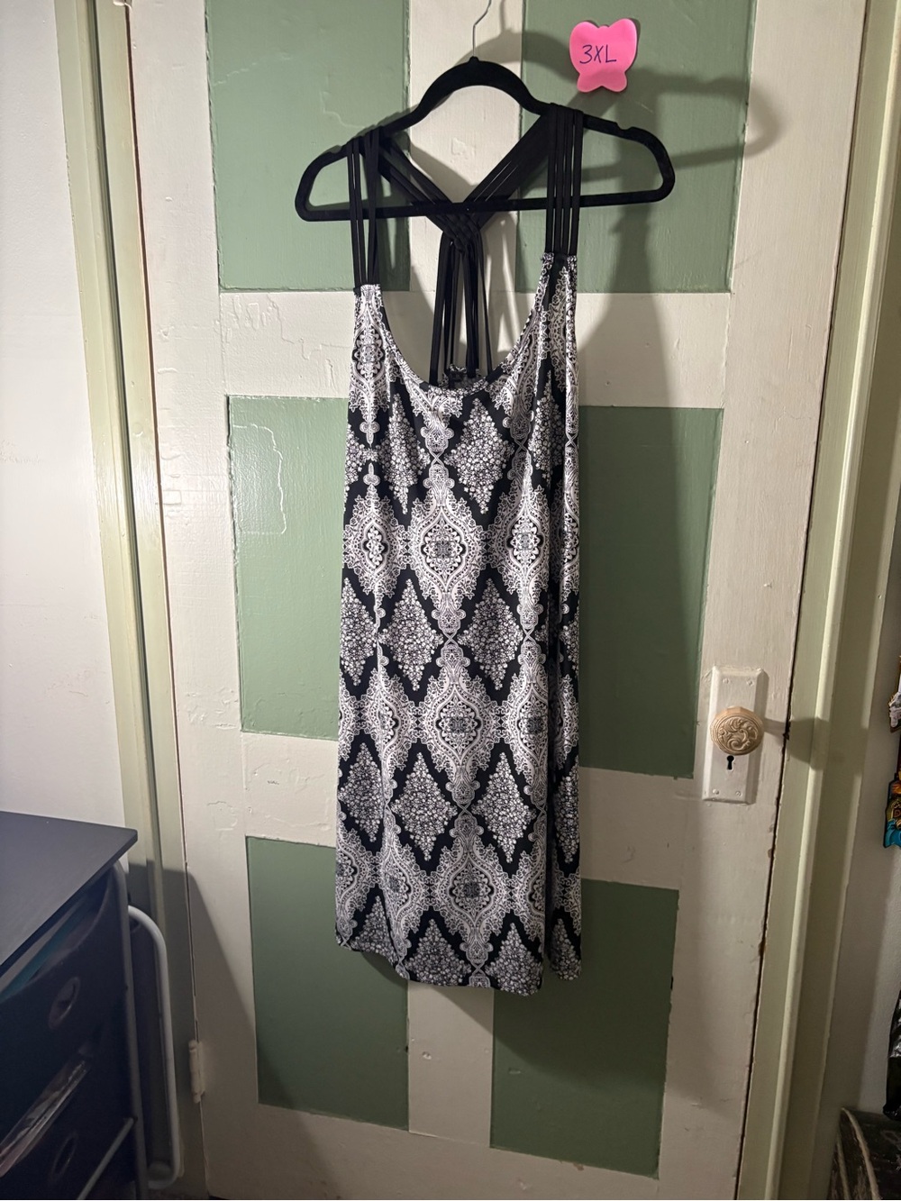 Black & White Patterned Strappy Sundress